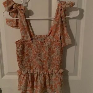 Paper Crane Smocked Tie-Strap Top